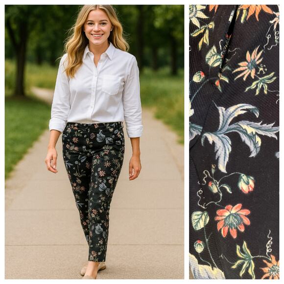 Ann Taylor Devin Fit sz 6 Our Straightest Fit NWT Navy Floral Classy Office - Picture 1 of 11